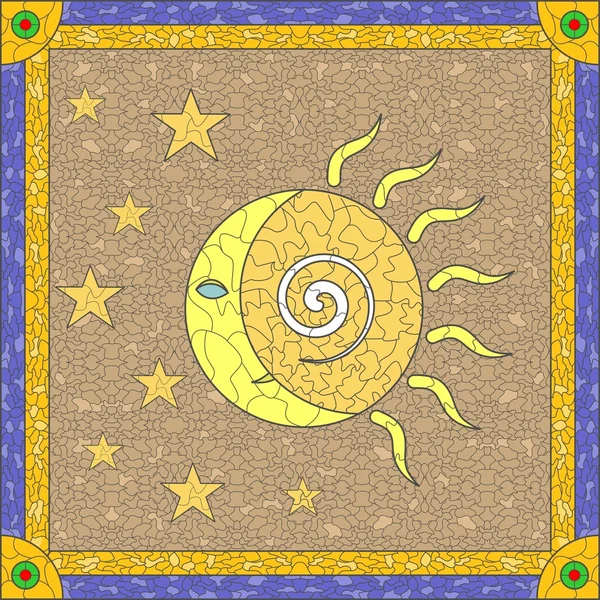 Luna di vetro colorato sole — Vettoriale Stock