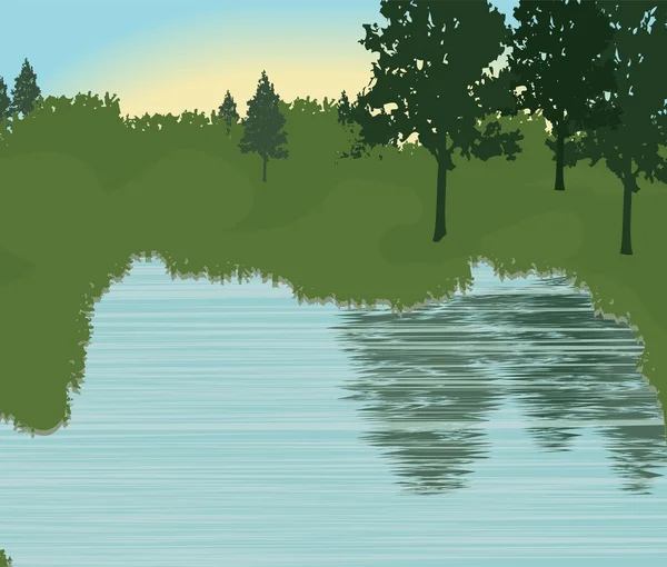 Le paysage et le lac — Image vectorielle