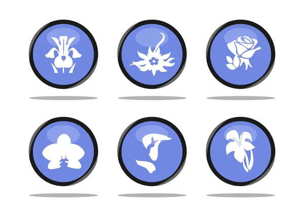 Set icona fiori — Vettoriale Stock