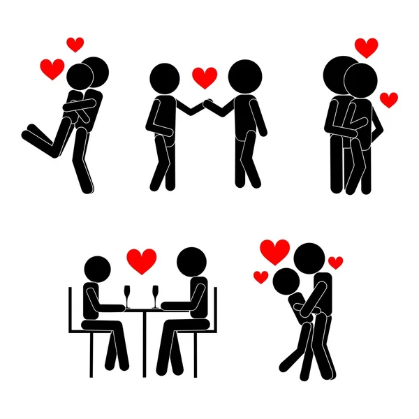 Parejas enamoradas negro — Vector de stock