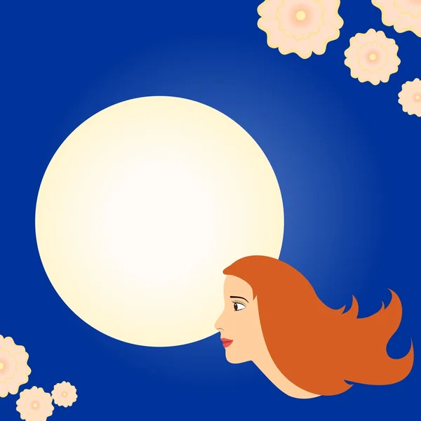 Femme et lune — Image vectorielle