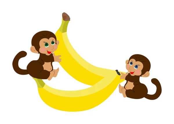 サルとバナナ — ストックベクタ