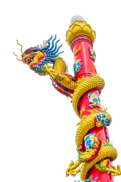 Asijské zlatý drak izolován v svatyni, Thajsko — Stock fotografie