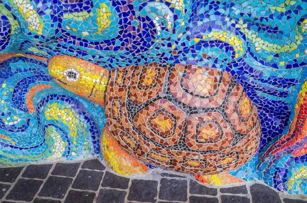 Arte de la tortuga azulejo vidriado en la pared santuario —  Fotos de Stock