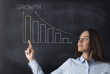 İş grafik kara tahta üzerinde