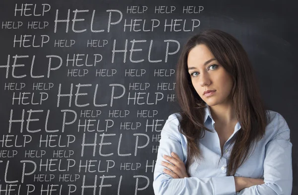 Vrouw denken help — Stockfoto