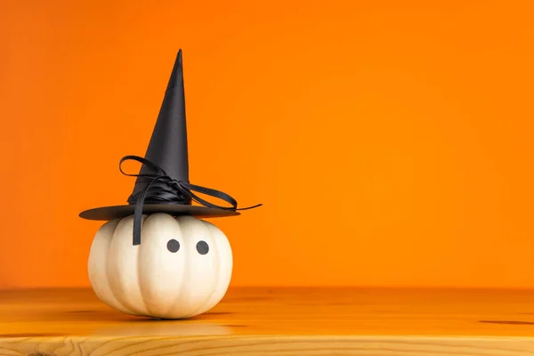 Carino Volto Decorazione Zucca Strega Halloween — Foto Stock