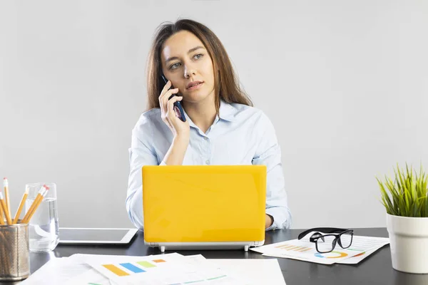 Zakenvrouw Gesprek Met Een Klant — Stockfoto