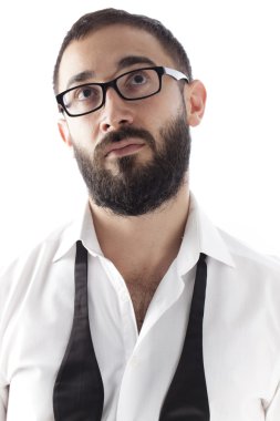 Sakallı işadamı düşünme