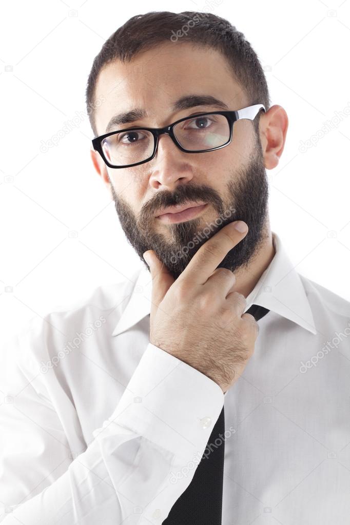 Bearded Businessman Thinking