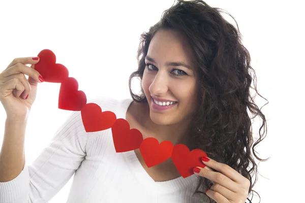 Girl with Heart's Wreath — Stock Photo, Image