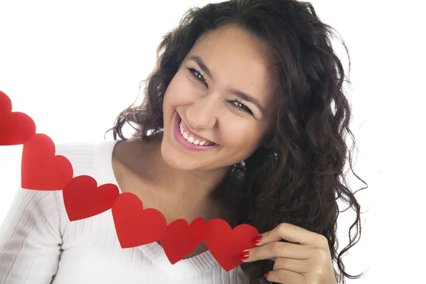 Girl with Heart's Wreath — Stock Photo, Image