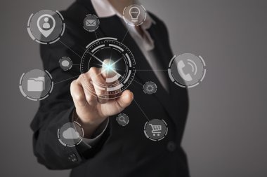 iş kadını dokunmatik ekran