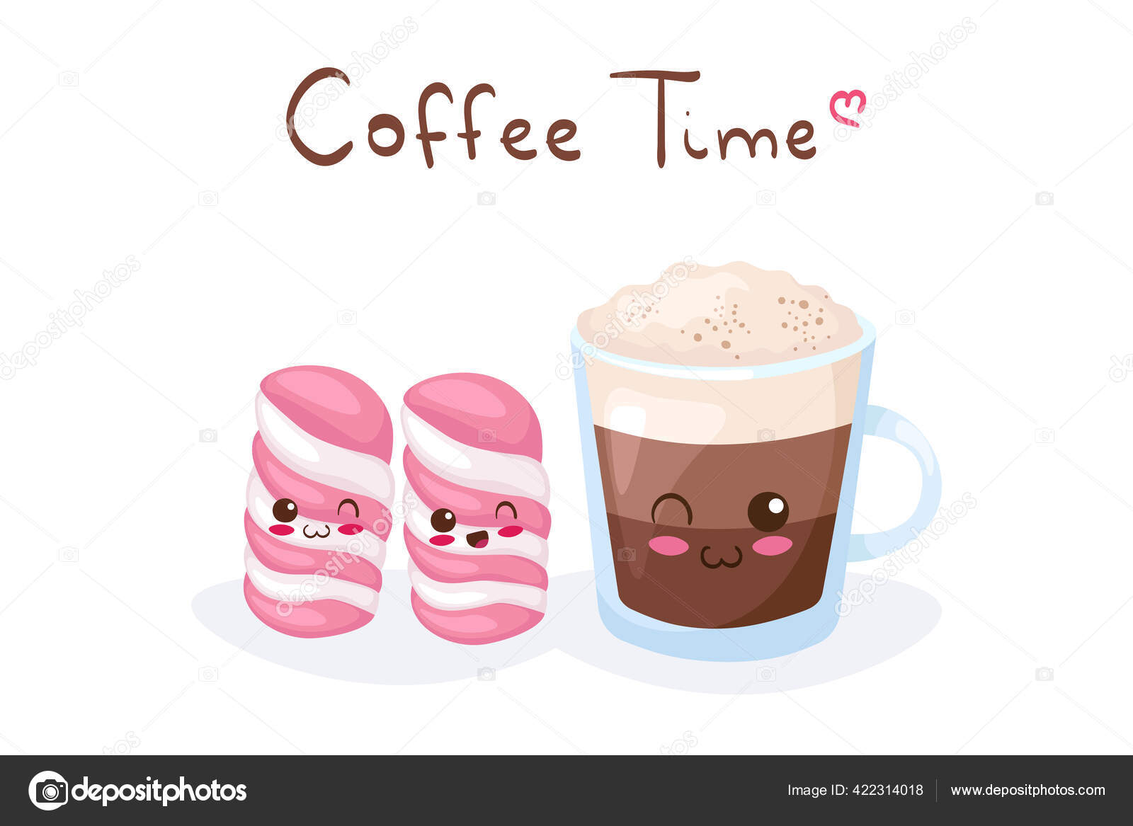 Cute Stock Vector Illustration Latte Coffee Pink Marshmallow Kawaii Happy Stock Vector Image by ©vlpekar #422314018 Cute Stock Vector Illustration Latte Coffee Pink Marshmallow Kawaii Happy Stock Vector Image by ©vlpekar #422314018