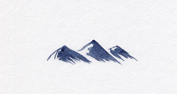 Stock Watercolor Abstract Mountains Landscape Painting Blue Vibrant Mountains Minimalist — Stock Photo, Image