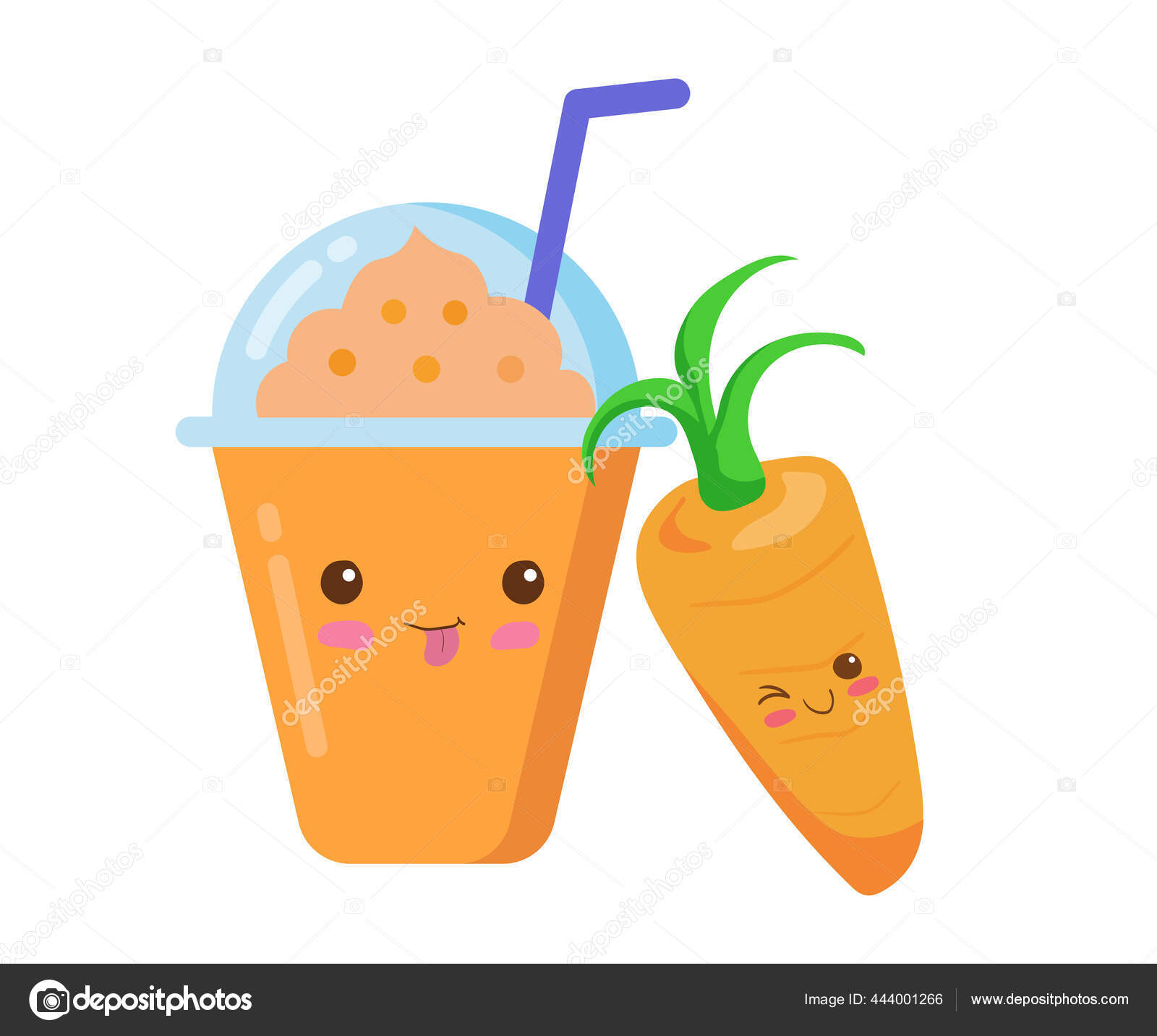 Cute cartoon fruit smoothies in cups Royalty Free Vector