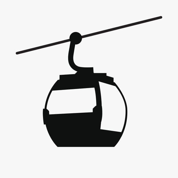 Funicular railway icon. Ski cable lift in Mountains for ski and winter sports, Winter Tourism. Vector illustration.