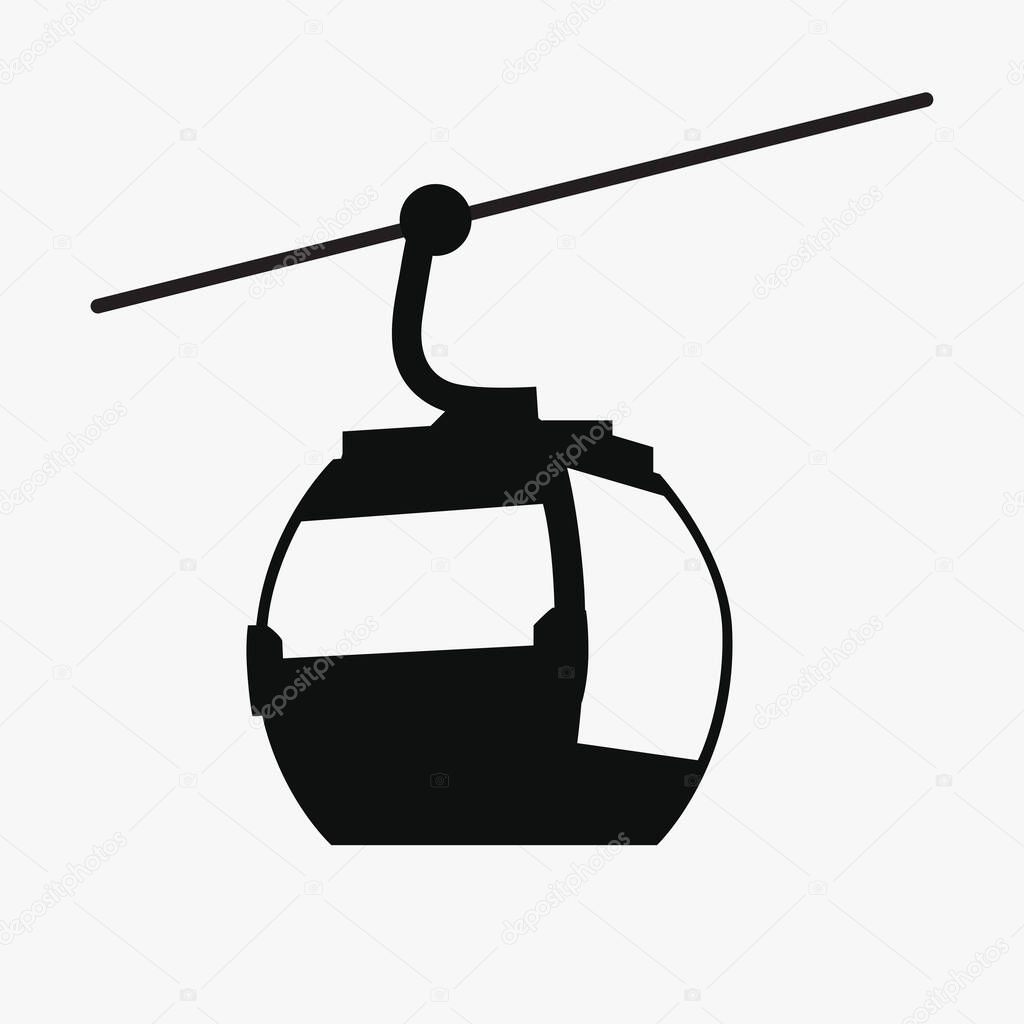 Funicular railway icon. Ski cable lift in Mountains for ski and winter sports, Winter Tourism. Vector illustration.