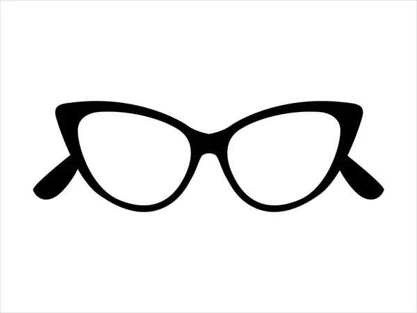 复古图标猫的眼睛镜片眼镜 背景隔离 复古黑色边框眼镜 女装和男装配件 矢量说明 — 图库矢量图片
