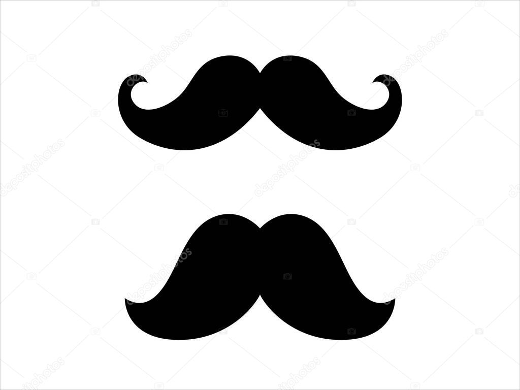 Hipster Mustache icon. Barber symbol silhouette isolated on white background. Vector illustration for Website page and mobile app design. 