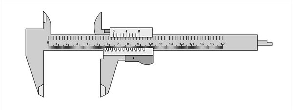 Calliper. Measuring tool and instrument for high-precision measurements of external and internal dimensions. Vector illustration isolated on white background.