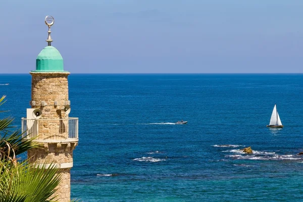 Stary minaret z morza, Old Jaffa Zdjęcie Stockowe