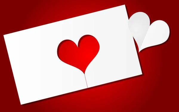 Red background with paper heart — Stockvector