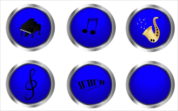 Botões de música azul —  Vetores de Stock