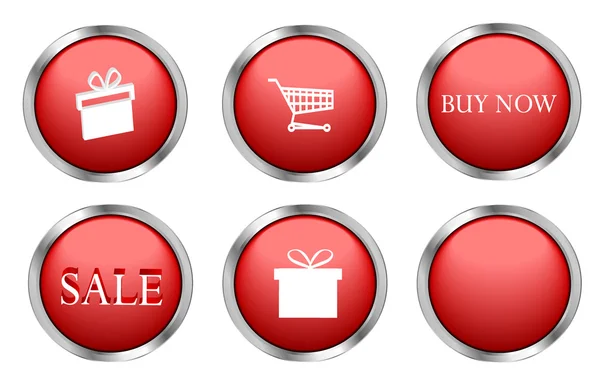 Red shopping buttons — Stok Vektör