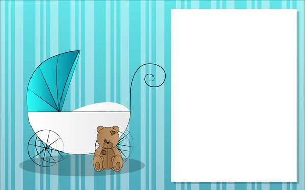 Poussette pour enfants avec ours en peluche — Image vectorielle
