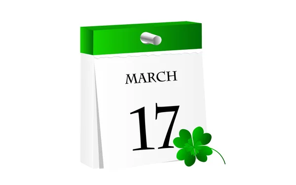 Kalender mit Datum des St. Patrick Day — Stockvektor