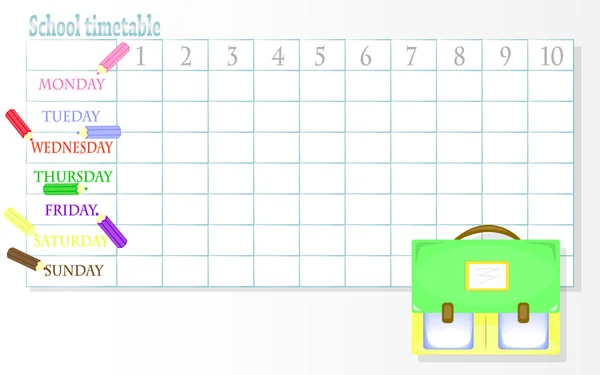School timetable — Stock Vector
