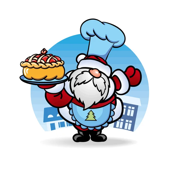Дед Мороз Santa Claus кулинар приготовил пирог — Stock vektor