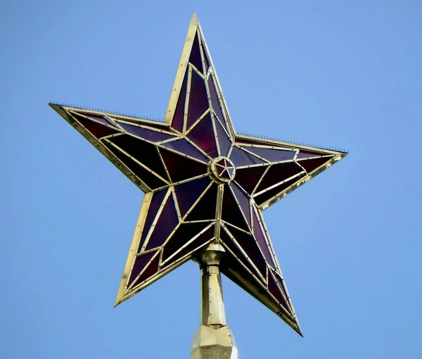 Κόκκινα Σοβιετικά Αστέρια Πάνω Από Κρεμλίνο Της Μόσχας — Φωτογραφία Αρχείου