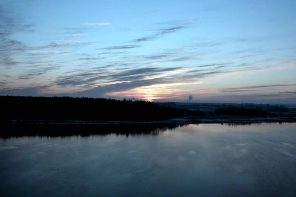 Nascer Sol Sobre Volga Perto Cidade Uglich Dezembro 2020 — Fotografia de Stock