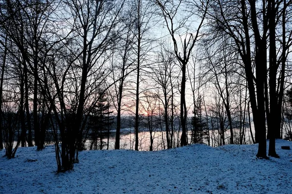 Nascer Sol Sobre Volga Perto Cidade Uglich Dezembro 2020 — Fotografia de Stock