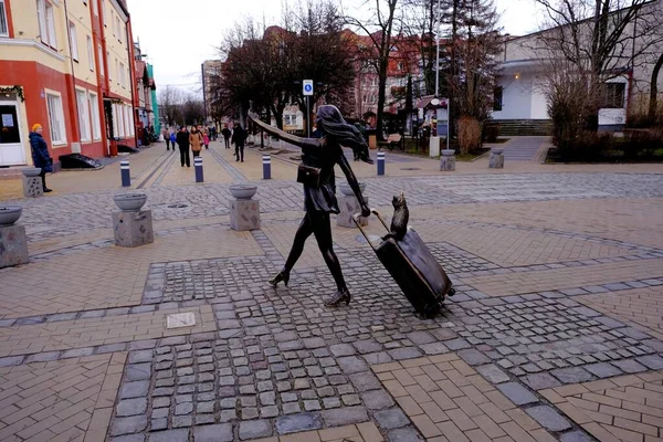 Άγαλμα Ενός Κοριτσιού Θέρετρο Zelenogradsk Περιοχή Kaliningrad Ρωσία — Φωτογραφία Αρχείου
