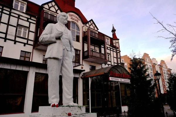 Monumento Lenin Presso Ristorante Città Zelenogradsk Regione Kaliningrad Russia — Foto Stock