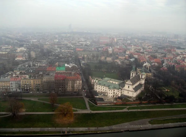 Krakow Poland Winter Fog Vistula Balloon — Stock Photo, Image