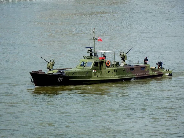 República Sérvia Novi Sad Rio Danúbio Barcos Frota Militar Rio — Fotografia de Stock