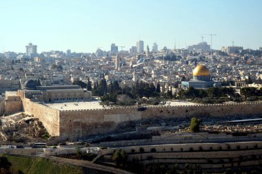 Kudüs, İsrail, Zeytin Dağı 'ndan Tapınak Dağı manzarası