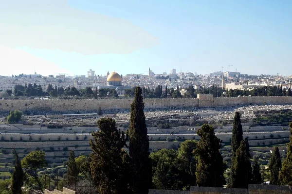 Jeruzalem Israël Uitzicht Tempelberg Vanaf Olijfberg — Stockfoto