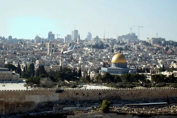 エルサレム イスラエル オリーブ山からの神殿の山の眺め — ストック写真