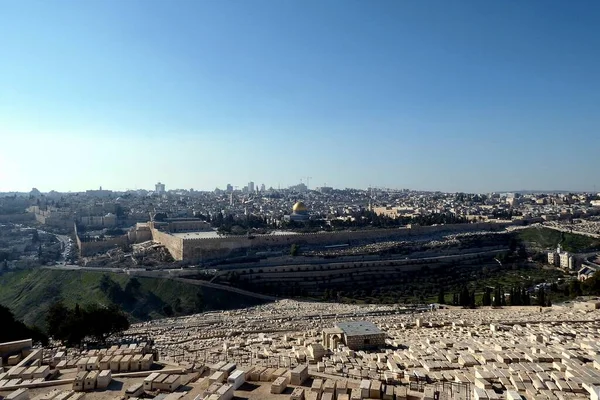 Jerusalem Israel Blick Auf Den Tempelberg Vom Ölberg Aus — Stockfoto