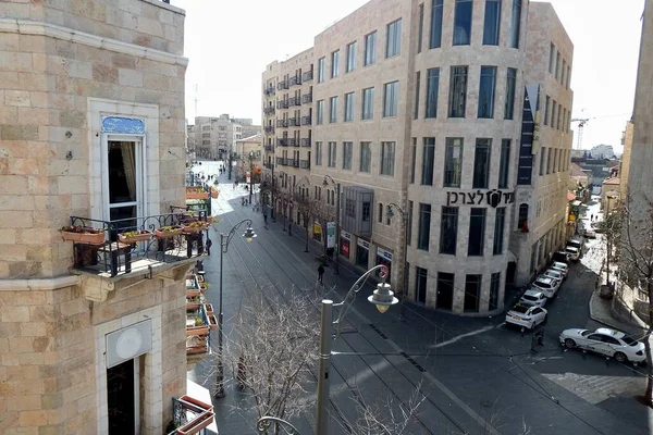 Jerusalén Israel Calle Jaffa Vista Desde Roo — Foto de Stock