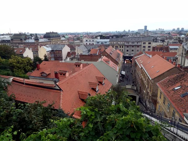 Chorvatská Republika Město Záhřeb Výhled Střechy Centra Města — Stock fotografie