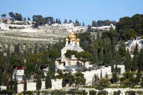 Zeytin Dağı Kudüs Eski Şehrin Altın Kapısı Manzaralı — Stok fotoğraf