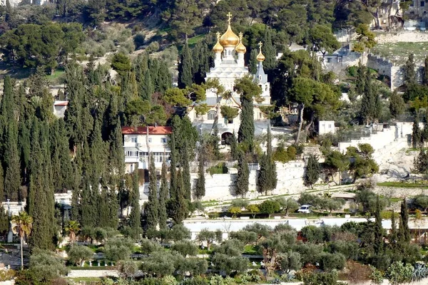 Όρος Των Ελαιών Ιερουσαλήμ Μονή Αγίας Μαρίας Μαγδαληνής Θέα Από — Φωτογραφία Αρχείου