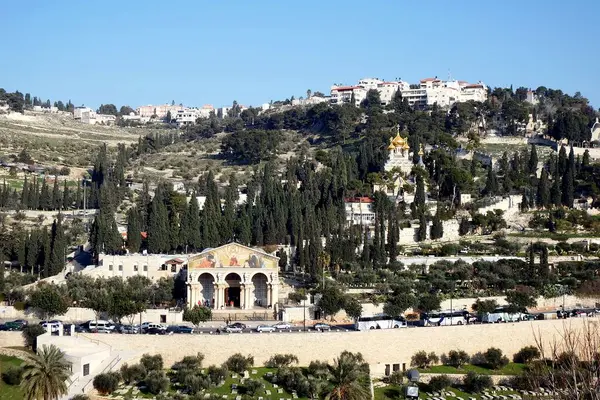 Zeytin Dağı Kudüs Eski Şehrin Altın Kapısı Manzaralı — Stok fotoğraf