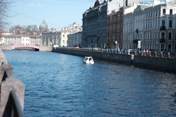 Санкт Петербург Річка Мойка Сонячний День Квітні — стокове фото